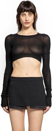 Rick Owens Temple LS Crop Tee In Viscose Silk Rib