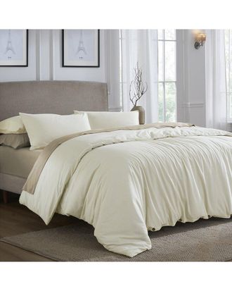 Superior Carmen 100% Cotton Linen Texture Vintage Wash Solid Percale Duvet Cover Set