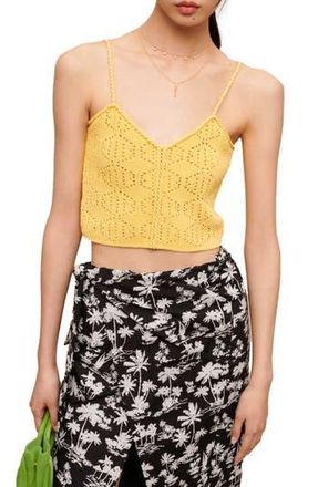Maje Madenia Open Stitch Crop Sweater Camisole in Yellow at Nordstrom Rack, Size 3 (Fits Like 8 Us)