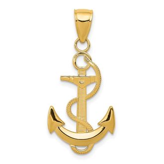 Diamond2Deal 10k Yellow Gold Polished Anchor with Textured Rope
