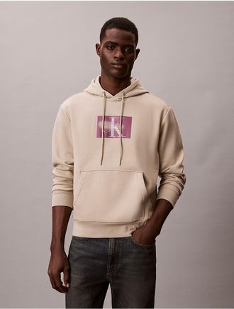 Calvin Klein Jeans Calvin Klein Mens Fleece Metallic Monogram Graphic Hoodie - Brown - 2XL