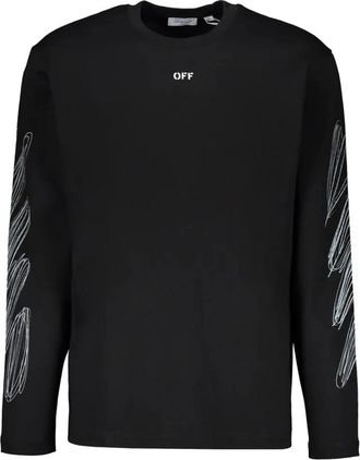 Off-white T-shirt met lange mouwen - Heren - Longsleeves - Zwart - 3XL - Katoen - Tops