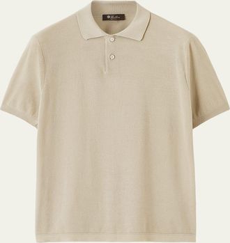 Loro Piana Mens Cotton and Silk Knit Polo Shirt
