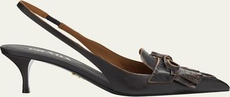 Prada 55mm Brushed Leather Slingback Pumps