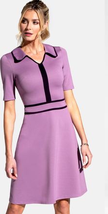 Hot Squash Contrast Piping Dress with Flared Skirt