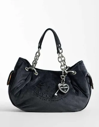 Juicy Couture borsa a spalla media Daydreamer con logo e doppio manico, grigia-Grigio