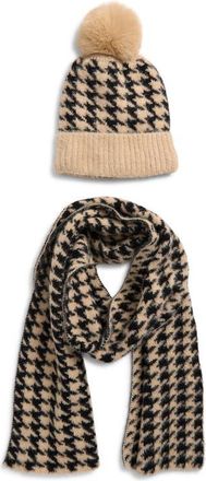 Tasha Pompom Beanie & Scarf Set in Neutral at Nordstrom