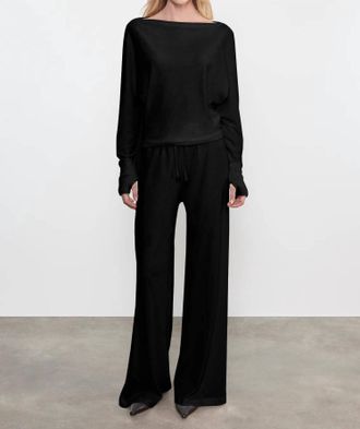 Enza Costa Cashmere Jersey Drawcord Pants In Black
