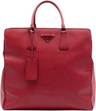 Prada Pre-owned Vintage Satchel - Dames - Vintage Shopper - Rood - ONE Size - Leer - Vintage