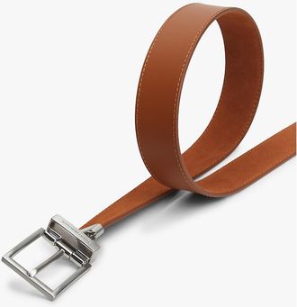 Tommy Hilfiger Mens Reversible Square Buckle Leather Belt - Brown - 40