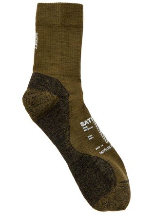 SATISFY Melange-knit Merino-blend Socks - Olive - 39-42 (IT39-42)