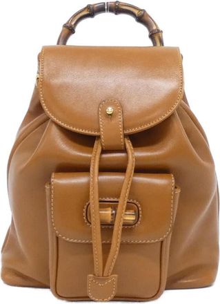 Gucci Light Brown Leather Backpack (Pre-Owned)