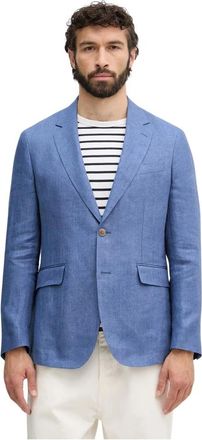 Hackett Delave Hopsack Blazer - Heren - Blazers - Blauw - S - Linnen - Jassen