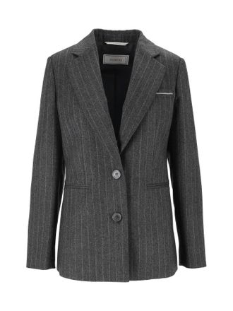 PESERICO Structured Pinstripe Notched Lapel Blazer