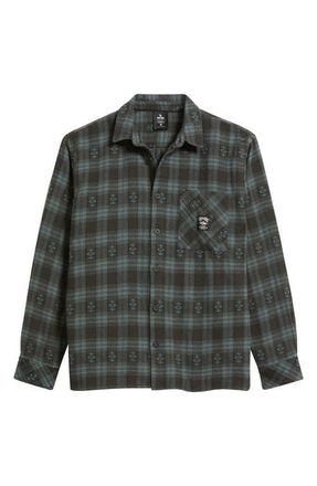 Rip Curl Liquid Trips Flannel Long Sleeve Button-Up Shirt in Washed Black at Nordstrom, Size Xx-Large