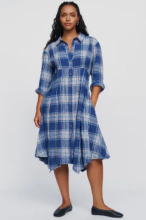 Pilcro Plaid Waisted Midi Shirtdress