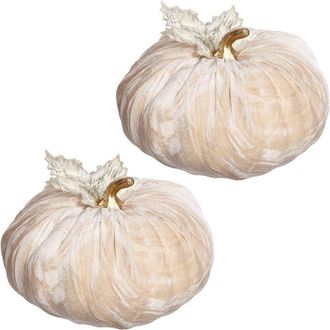 Mark Roberts Handmade Set Of 2 Velvet Pumpkins Large - 10 X 6In