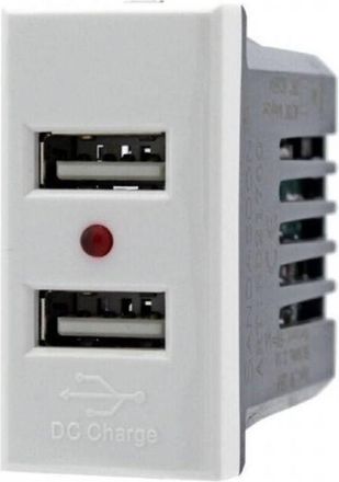 Trade Shop Trade Shop - Modulo Presa Caricatore 2 Porte Usb 2,1a Bianco Compatibile Bticino Axolute