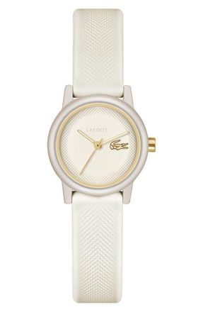 Lacoste L.12.12 Mini Swift Silicone Strap Watch, 24mm in Off White at Nordstrom