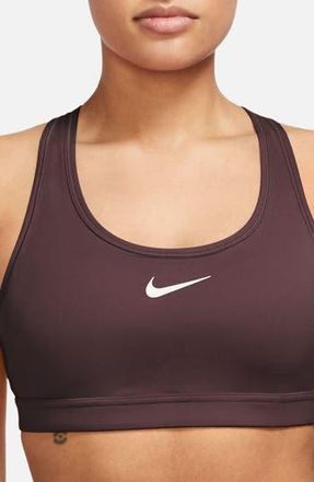 Nike Dri-FIT Swoosh Medium Support Padded Sports Bra in Burgundy Crush/White at Nordstrom Rack, Size Small