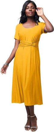 Jessica London Buckle Midi Dress in Sunset Yellow at Nordstrom, Size 18
