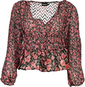 Desigual Gestippelde blouse met V-hals - Dames - Blouses - Veelkleurig - L - Overhemden