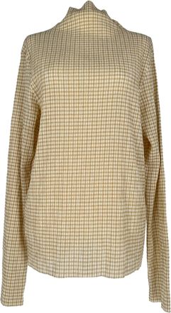 Jil Sander Gingham Turtleneck Top in Yellow Polyester