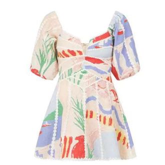 Generic Summer Dresses for Women,Trendy Printing Shotr Sleevel Halter Beach Mini Sundresses Boho Flowy Dress
