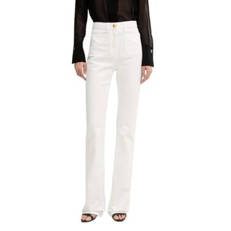 Elisabetta Franchi Wide Trousers, female, White, Size: W29 Wide Trousers