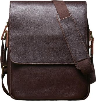 Generic Mens Vintage Leather Messenger Bag Grain Crossbody Casual Office Daily Commute Shoulder(Dark Coffee)