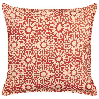 Beliani Beliani - Coj&iacute;n De Algod&oacute;n Rojo Blanco Crema 45 X 45 Cm Patr&oacute;n Geom&eacute;trico Accesorio Ceiba