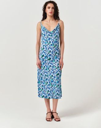 Ghost London Stacy Cowl Neck Crepe Midi Dress in Blue Tulip at Nordstrom, Size 14