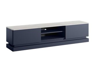 Pascal Morabito Mueble bajo de TV efecto madera azul oscuro, blanco
