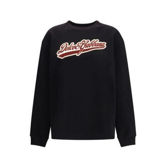 Dolce & Gabbana Sweatshirts, female, Black, Size: S Cotton Sweatshirt with Patch