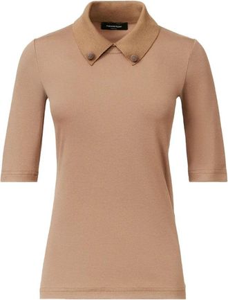 Fabiana Filippi Embellished-Collar Short-Sleeve Top