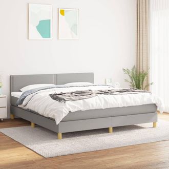 vidaXL Vidaxl - Cama Box Spring Con Colch&oacute;n Tela Gris Claro 180x200 Cm