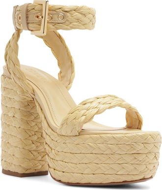 Schutz Ayana Ankle Strap Platform Sandal in Palha/Natural Nibs at Nordstrom, Size 10.5