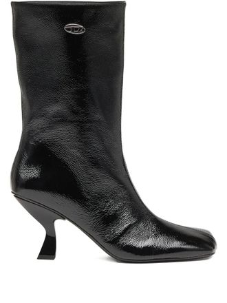 Diesel 75mm D-Amber square-toe sculptural-heel boots - women - Polyurethane/Polyester/Fabric/Rubber - 38 - Black
