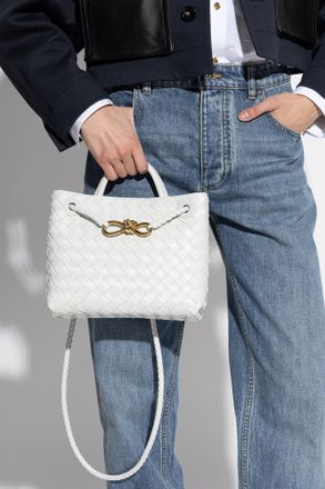 Bottega Veneta Andiamo Small Hand Bag, Womens, White