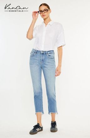 Kancan Angela High Rise Slim Crop Straight Jeans in Light Blue at Nordstrom, Size 23