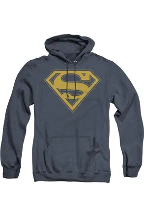 Gildan Superman Maize & Blue Shield Adult Heather Hoodie / Hooded Sweatshirt