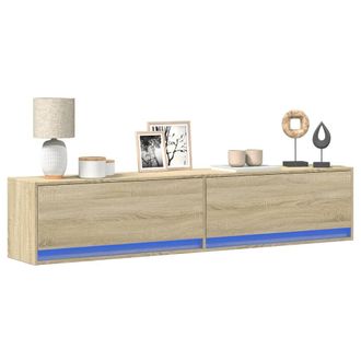 Berkfield Home TV Wall Cabinet with LED Sonoma Oak 180x31x38 cm in Brown | Size: 180 x 31 x 38 cm