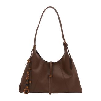 Generic PU Leather Casual Tote Handbag Large Capacity All-Match Shoulder Bag (Brown)