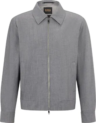 HUGO BOSS Mens Wing Solid Patterned Softshell Jacket in Silver - Size 34 (Chest)