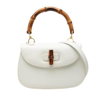 Gucci Pre-owned Bamboo Satchel - Dames - Pre-owned - Wit - Maat: ONE Size Leer