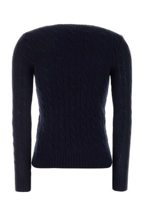 Polo Ralph Lauren Womens Cable-Knit Wool Cashmere Sweater Navy