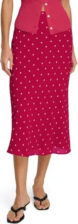 Favorite Daughter The Jojo Polka Dot Midi Skirt in Raspberry/ivory Dot at Nordstrom, Size X-Small
