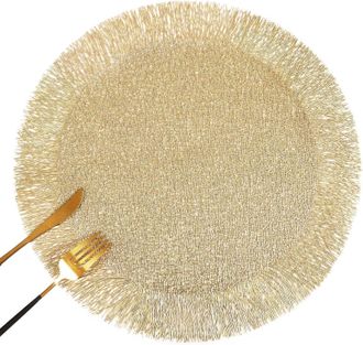 OEM Juego De 6 Manteles Individuales Redondos De Pvc Dorado Con Estampado De Espiral Troquelado, Lavables, Ideales Para Comidas, Eventos, Decoraci&oacute;n Del H