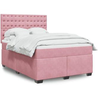 vidaXL Vidaxl - Cama Box Spring Con Colch&oacute;n Terciopelo Rosa 160x200 Cm