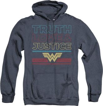 Gildan Wonder Woman 84 Truth Love Justice Adult Heather Hoodie / Hooded Sweatshirt